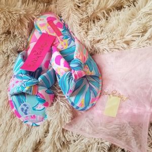 Lilly Pulitzer pool house slippers new L/XL